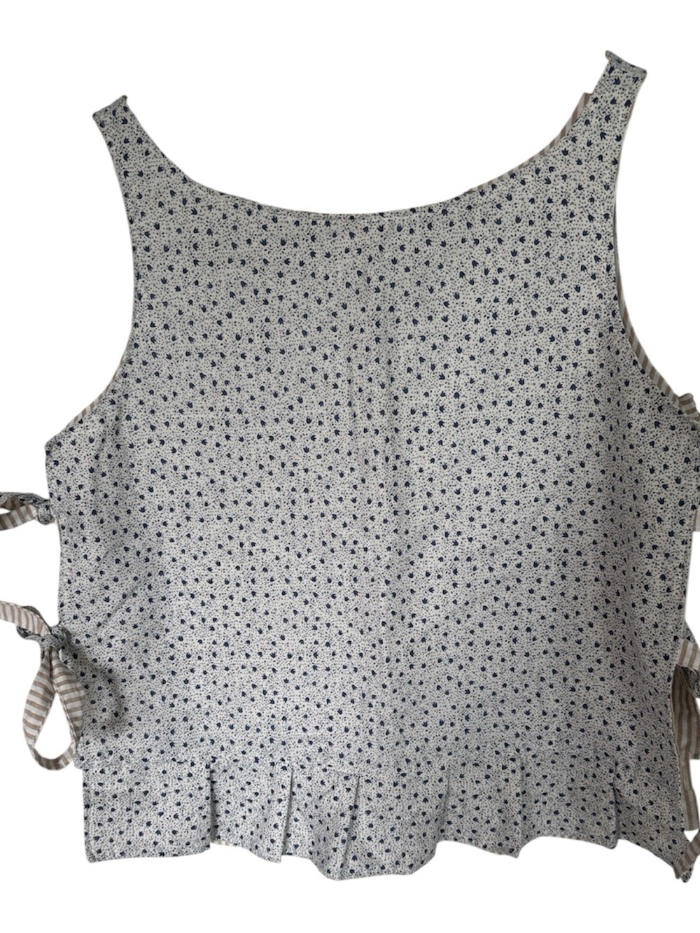 Women’s Navy Floral Sleeveless Tie-Side Top